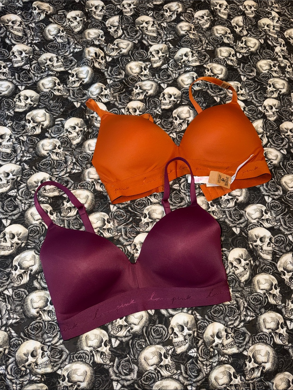 U get VS. PINK 32DD Seamless Wireless Bras - Both Orange and Plum! $74 value!